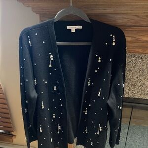 Chico's Elegant Black Cardigan with Rhinestone Details and Matching Tank
